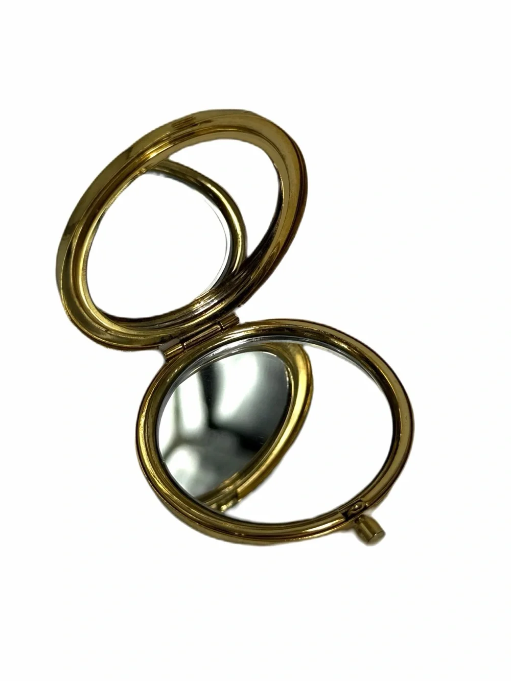 Vintage Anne Klein gold-tone and enamel compact with double mirror